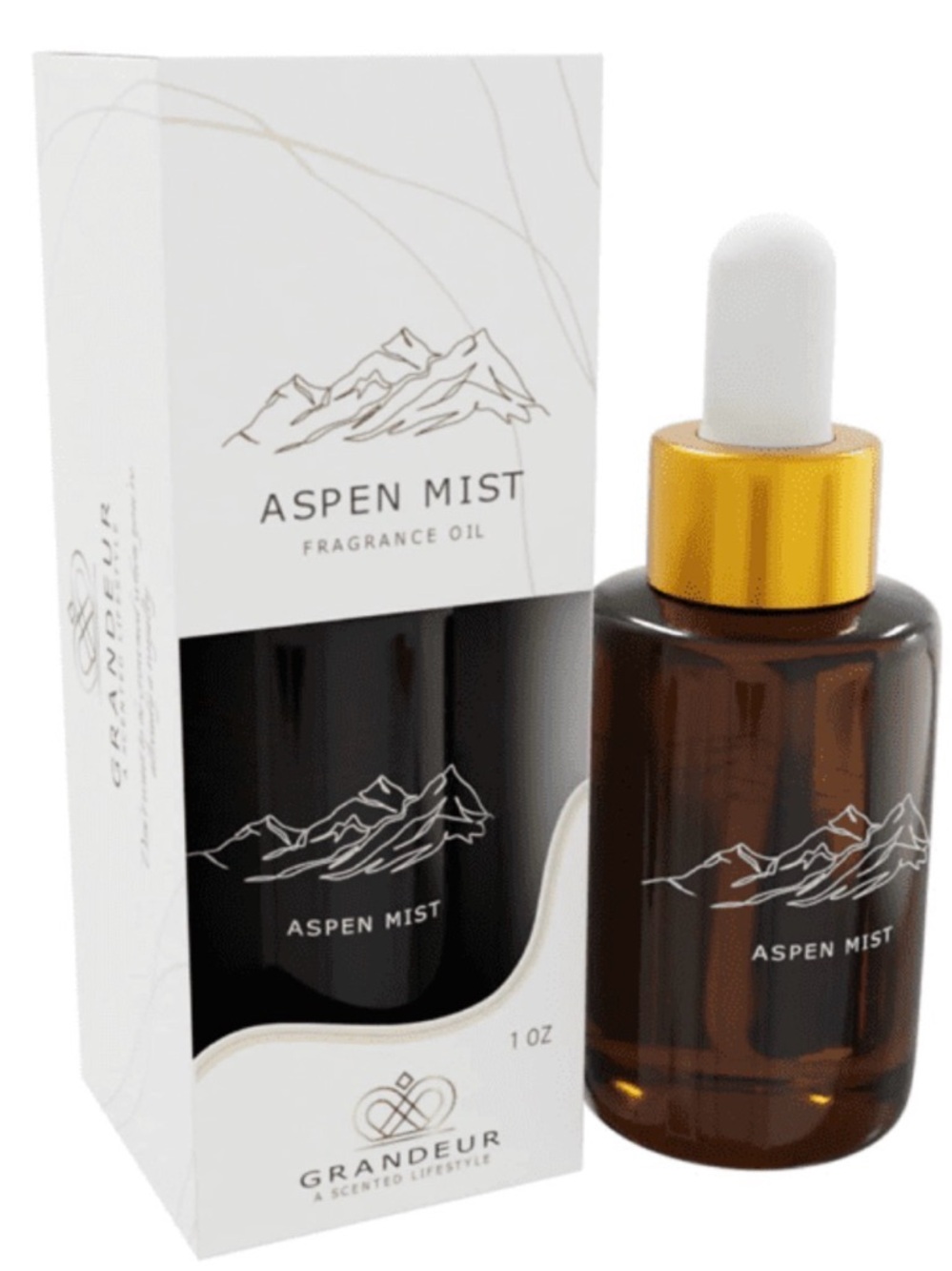 Aspen Mist Fragrance Oil - Amber Bottle with Gold Cap